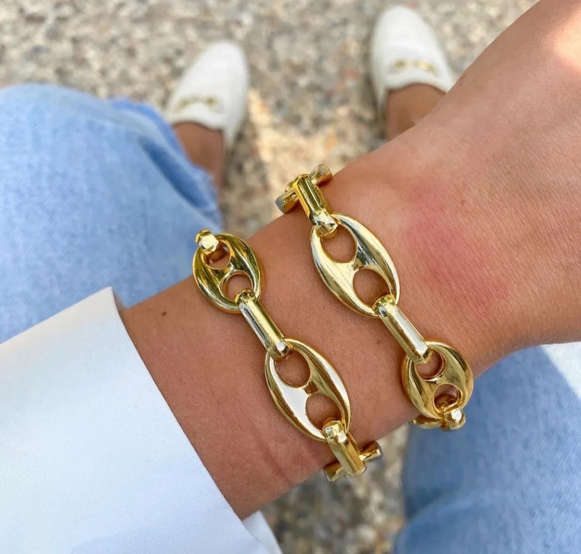 

Charmzeal fashion gold plated 18k metal bangle bracelet for lady girls