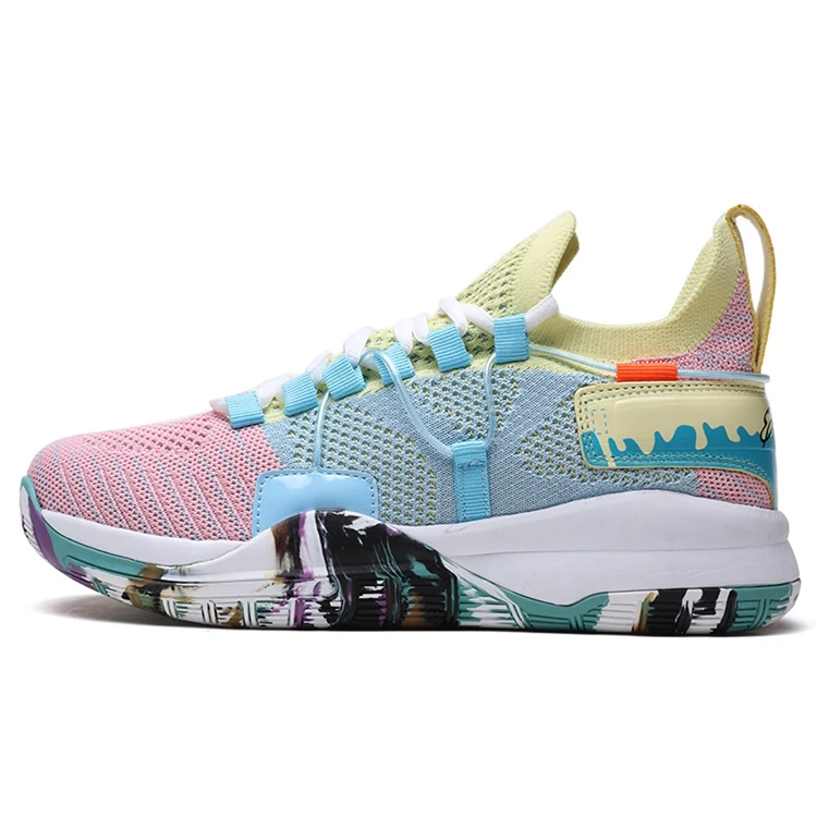 

Professional supplier bright color popular painted soles non-fading flying woven basketball sneakers men, Customized