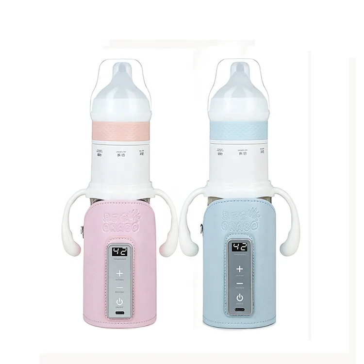 

Smart bottle thermostat milk jacket heating travel portable baby bottle instant milk powder box, Blue,pink