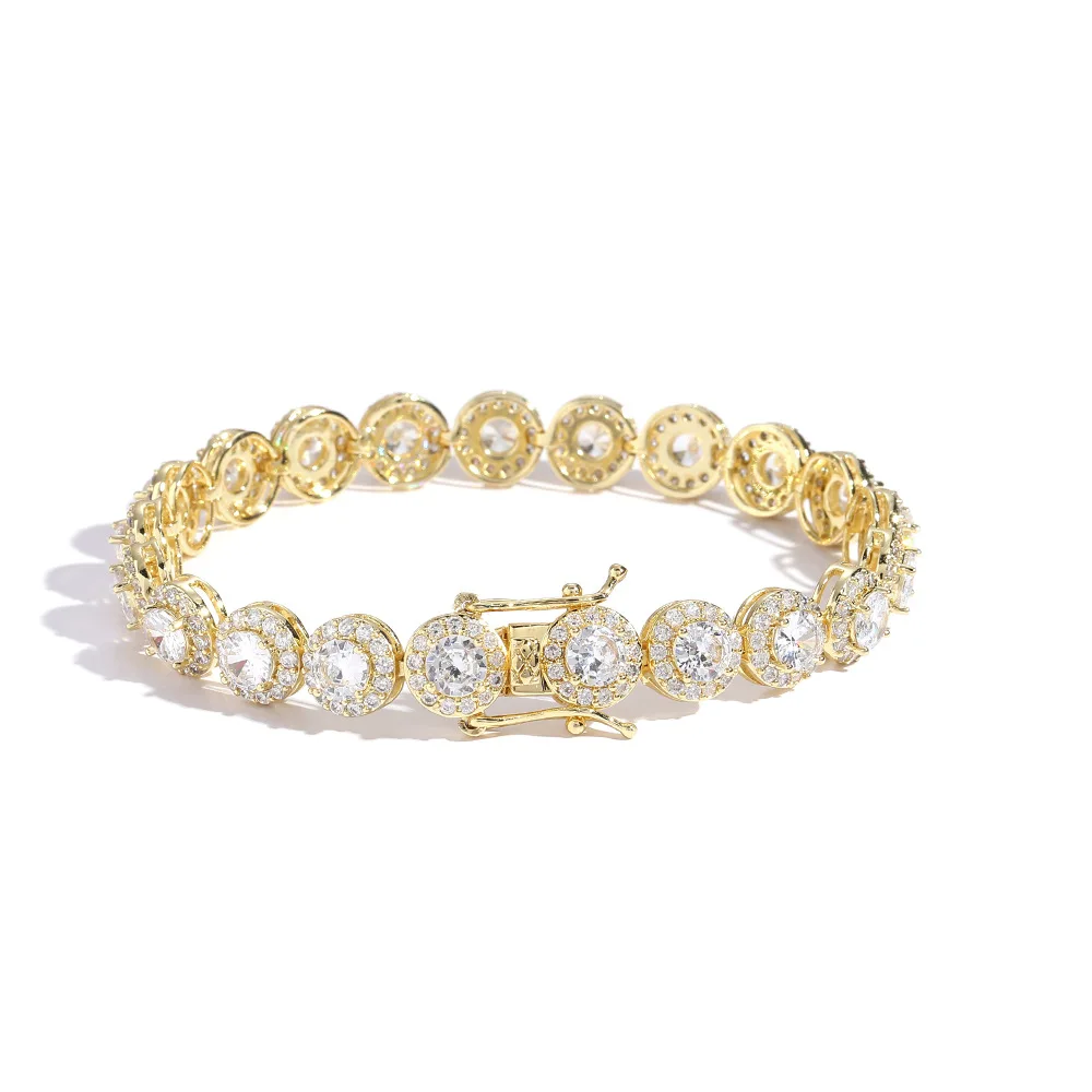 

Hip Hop Iced Out Bling Luxury All-match Bracelet Gold Silver Zircon Bracelet For Men And Women Jewelry