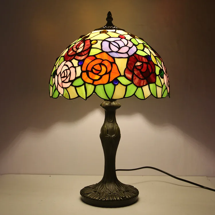 Wholesales Tiffany Children Bedroom Living Room Bedside Rose Shape Wedding Decorative Led Small Table Lamp