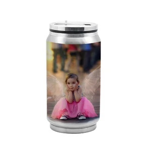 Image of 12oz 350ml OEM Custom Logo Sublimation Blank Stainless Steel Cola Can with Straw