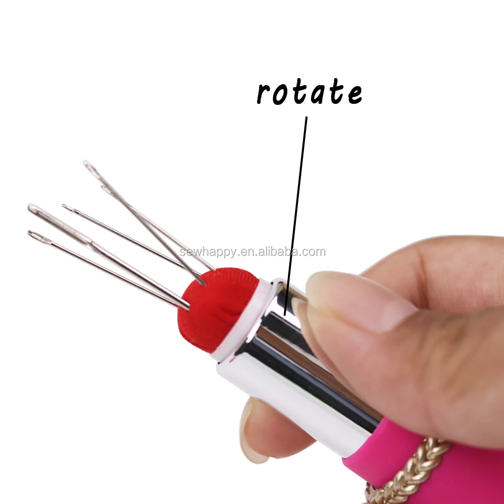 New Craft Lipstick Shaped Needles Pin Cushion With 5 Sewing Needles