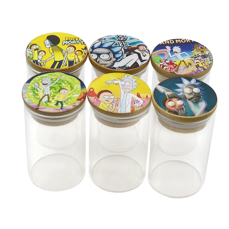 Herb Glass Jar Customizable Sticker With Bamboo Lid Weed Empty Storage Container Herb Weed Glass Jar