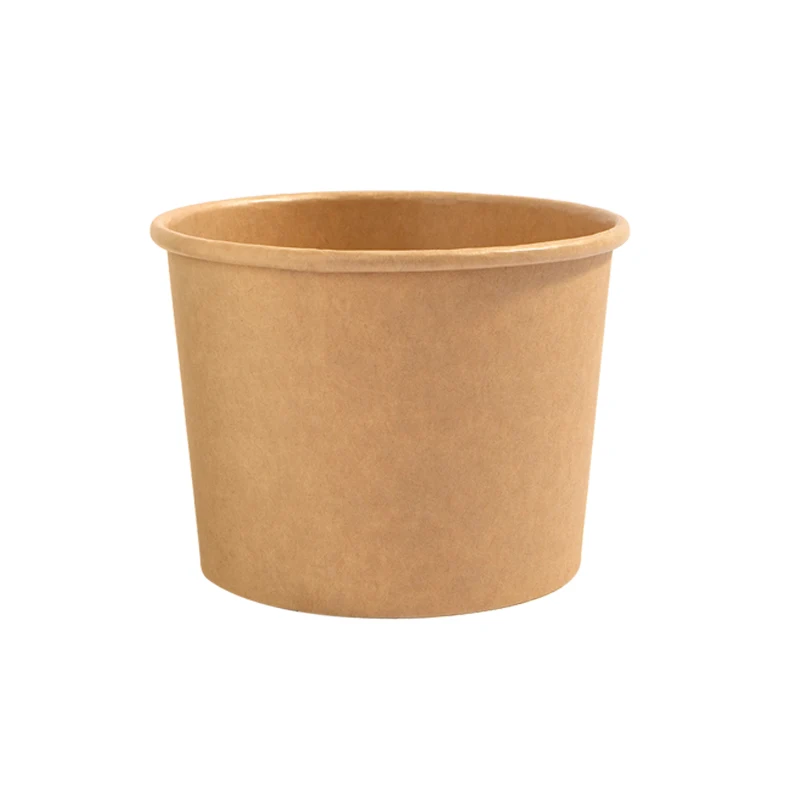 

Biodegradable Disposable 580ml Restaurant Take Away Containers Soup Cup Kraft Paper Salad Bowl with Lid