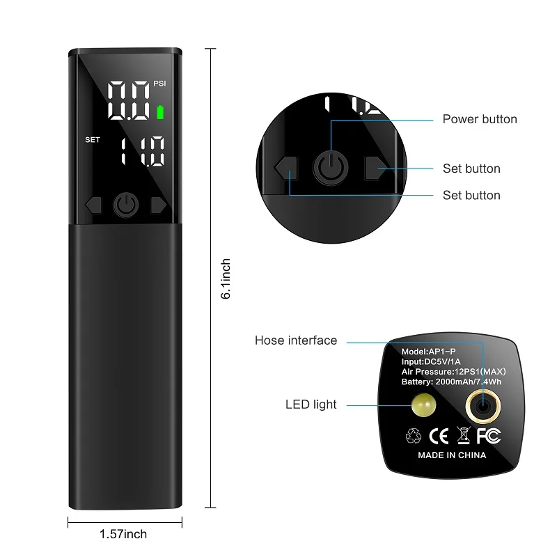 

High quality portable electric inflator Usb Rechargeable Ball Bicycle Motorbike Portable Car Smart air pump, Black or customized multi options