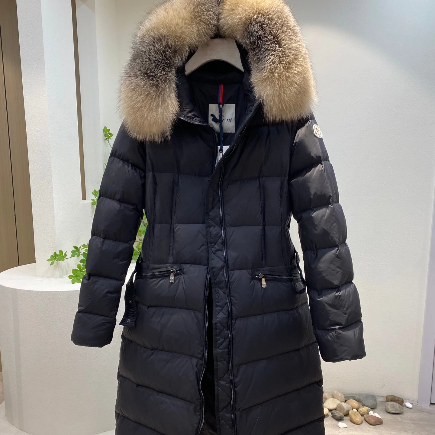 

Fashion waist fur collar mid-length down jacket winter jacket women down jacket goose women, Picture