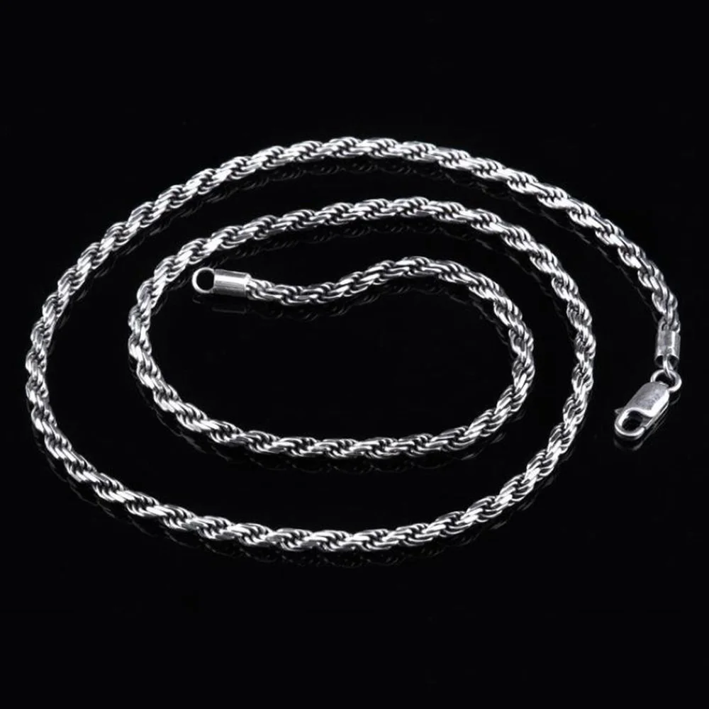 

3mm Fashion 925 Sterling Silver Vintage Men Jewelry Chain Necklaces