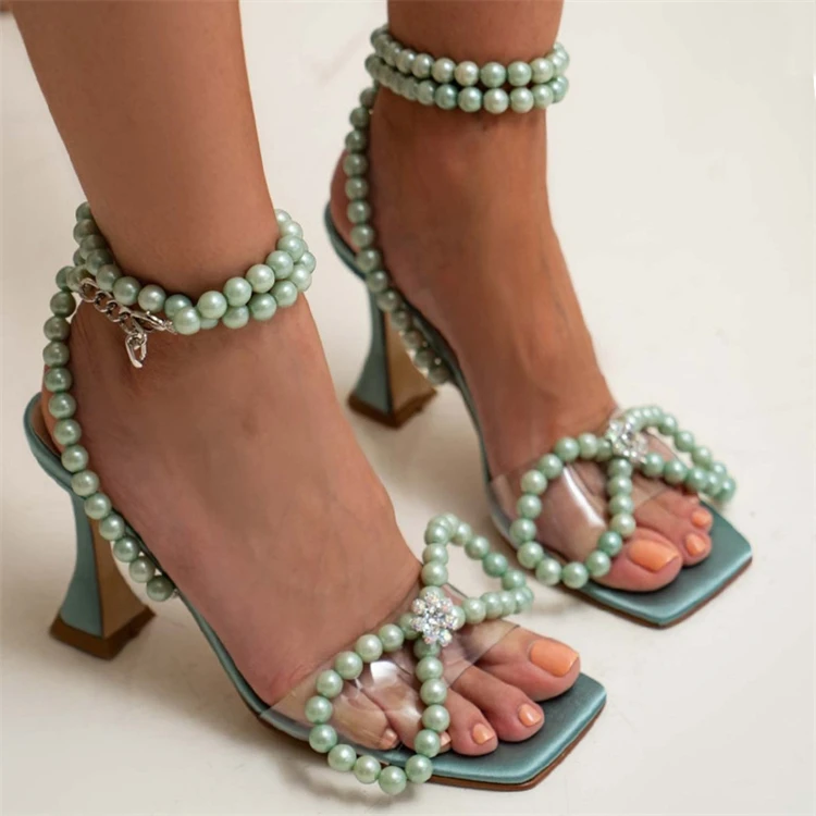

New Pink White Basket Green Yellow Bow Rhinestone High Heels Satin Pearl Stiletto Ladies Heeled Sandals