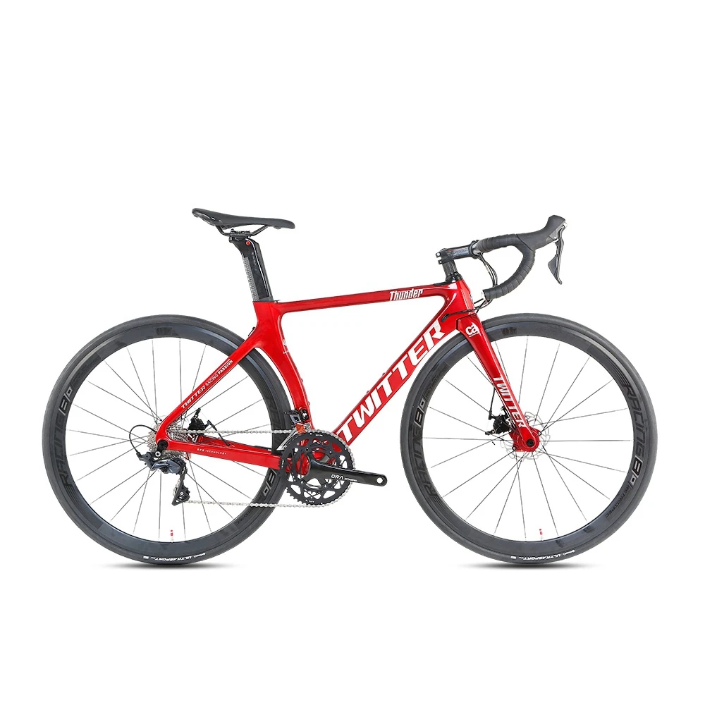 

2021 New Arrival TWITTER Thunder R7000-22S Carbon Fibre Road Bike Disc Brake Road Bicycle 700C, Black white/red/black red/silver/grey yellow /orange /white red