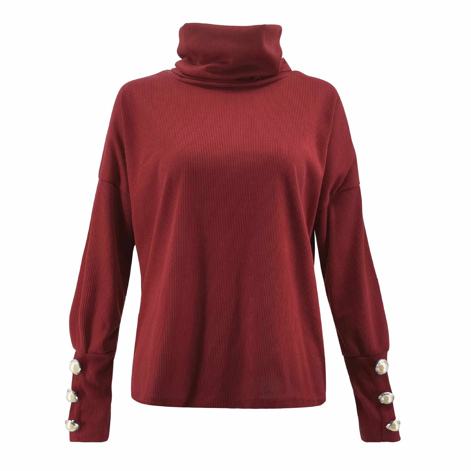 

Custom Wholesale Knit Red Women Long Sleeve Sweater