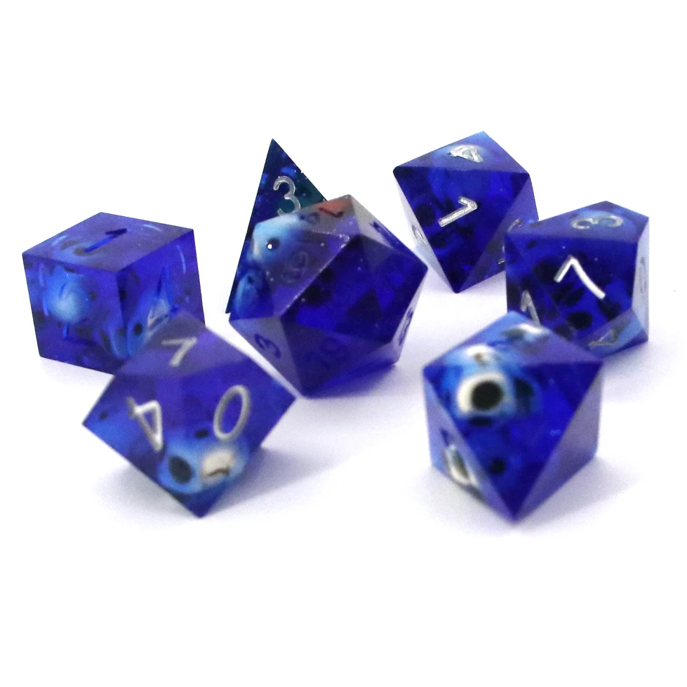 

factory hot sale custom 7pcs/set board game transparent plastic acrylic dice, Colorful