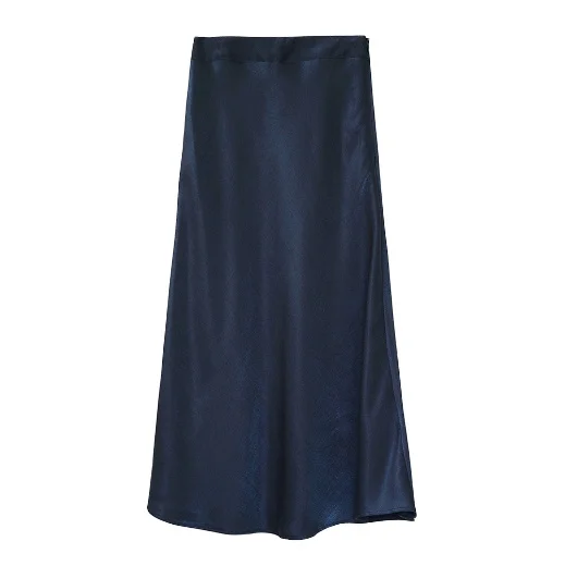 

Spring and summer 2021 New Simple Joker A Thin Satin Woman Skirts High Waist