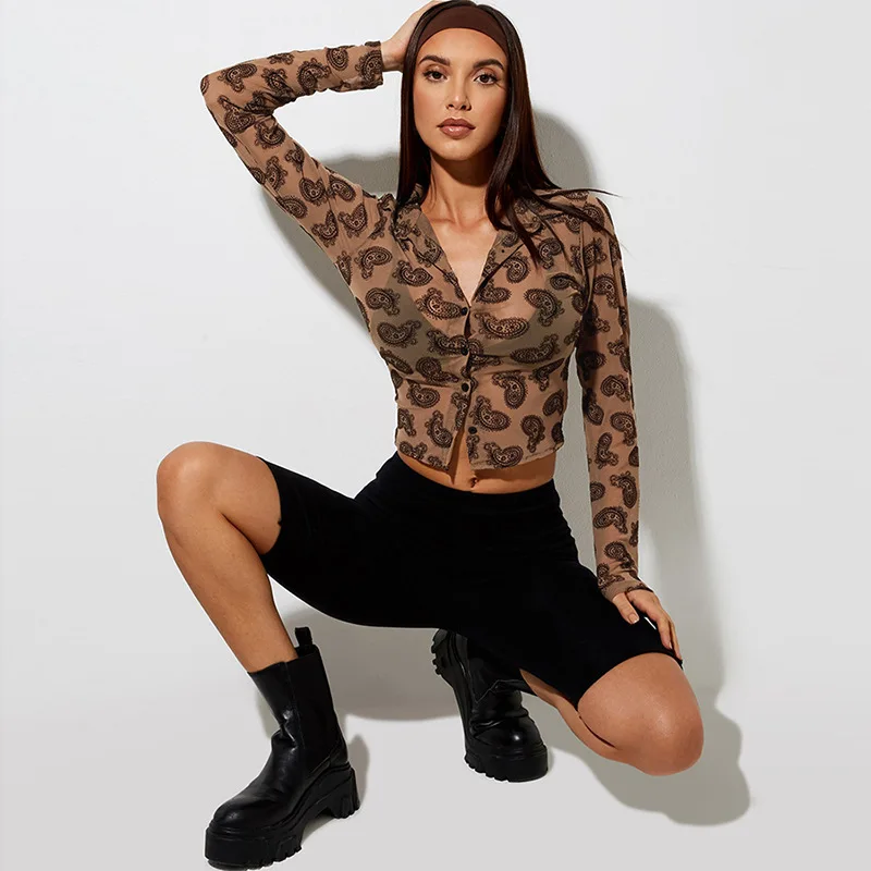 

2021 new arrivals women chiffon blouses long sleeve turn down collar printed shirt female summer clothing streetwear t shirt, White,black,purple,yellow
