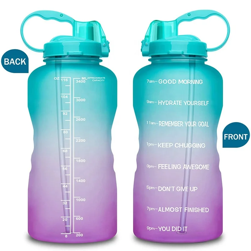 

1 Gallon personalizado growler, with straw& time marker, bpa free water bottles, Current,or customized as your like.