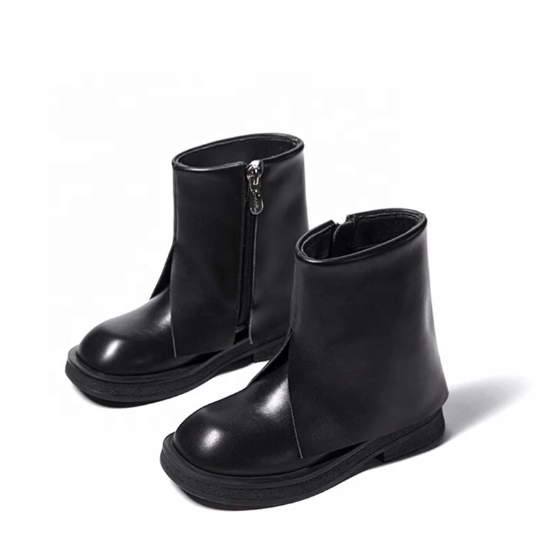 

Winter 2021 new velvet soft-soled short little girls cotton children leather boots girls shoes, Black