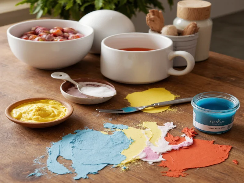 DIY chalk paint ingredients on wooden table