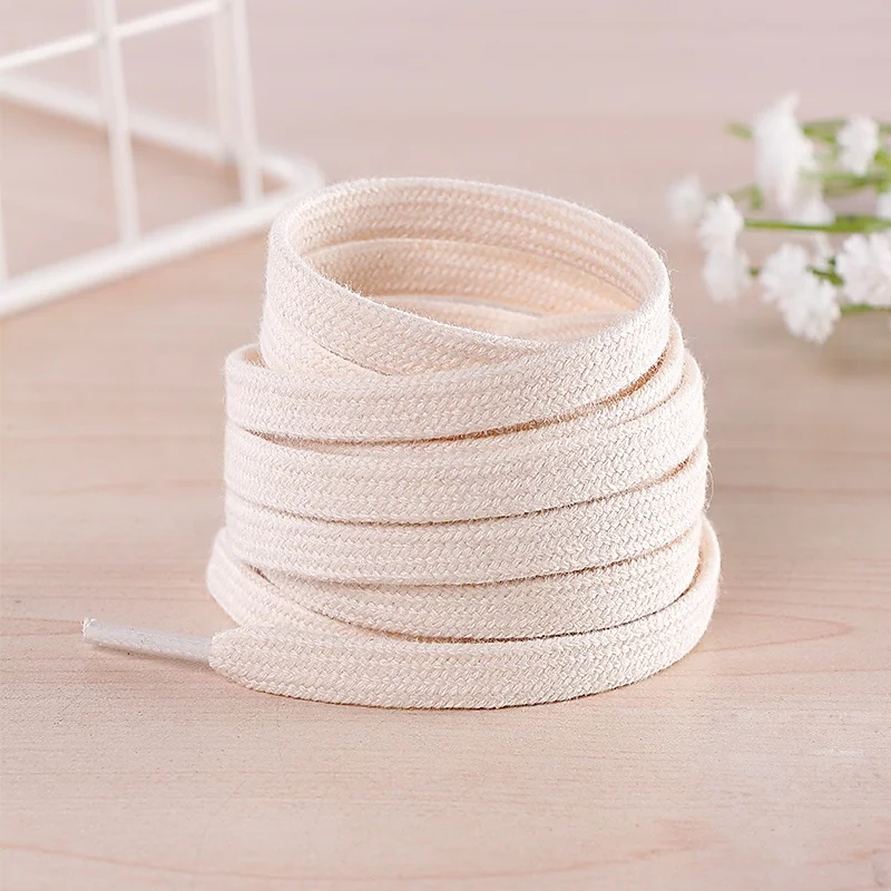 

Wholesale Sneaker Accessories 0.8cm Width Organic Cotton Shoelaces Custom Canvas Creamy White Flat Conerse 1970s Shoe Lace, 3 colors available in stock