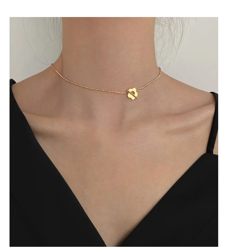 

fashion jewelry trendy real gold plated flower chocker women