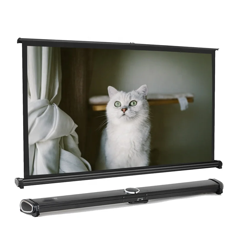 

Factory Price for 40 inch 16:9 Table Projector Screens HD Matt White Portable Projection Screens for LED/LCD/DLP projectors, White+black