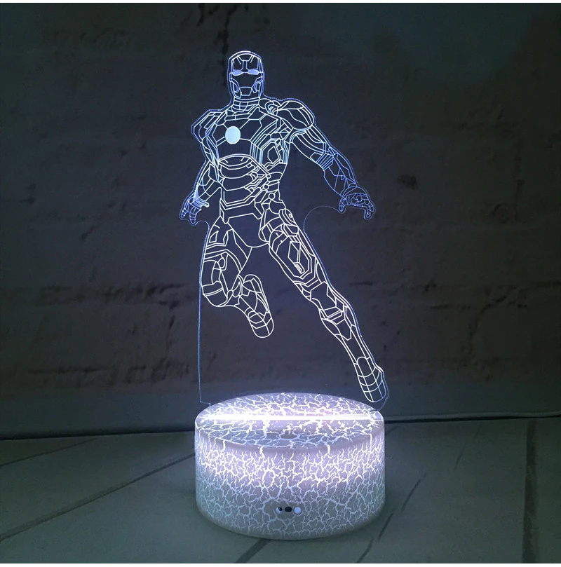 Creative 3D marvel iron man rechargeable LED small night lights Xmas Toy Gift  for boys