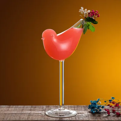 

Hot sale birds shape glass cocktail goblet cup, Clear