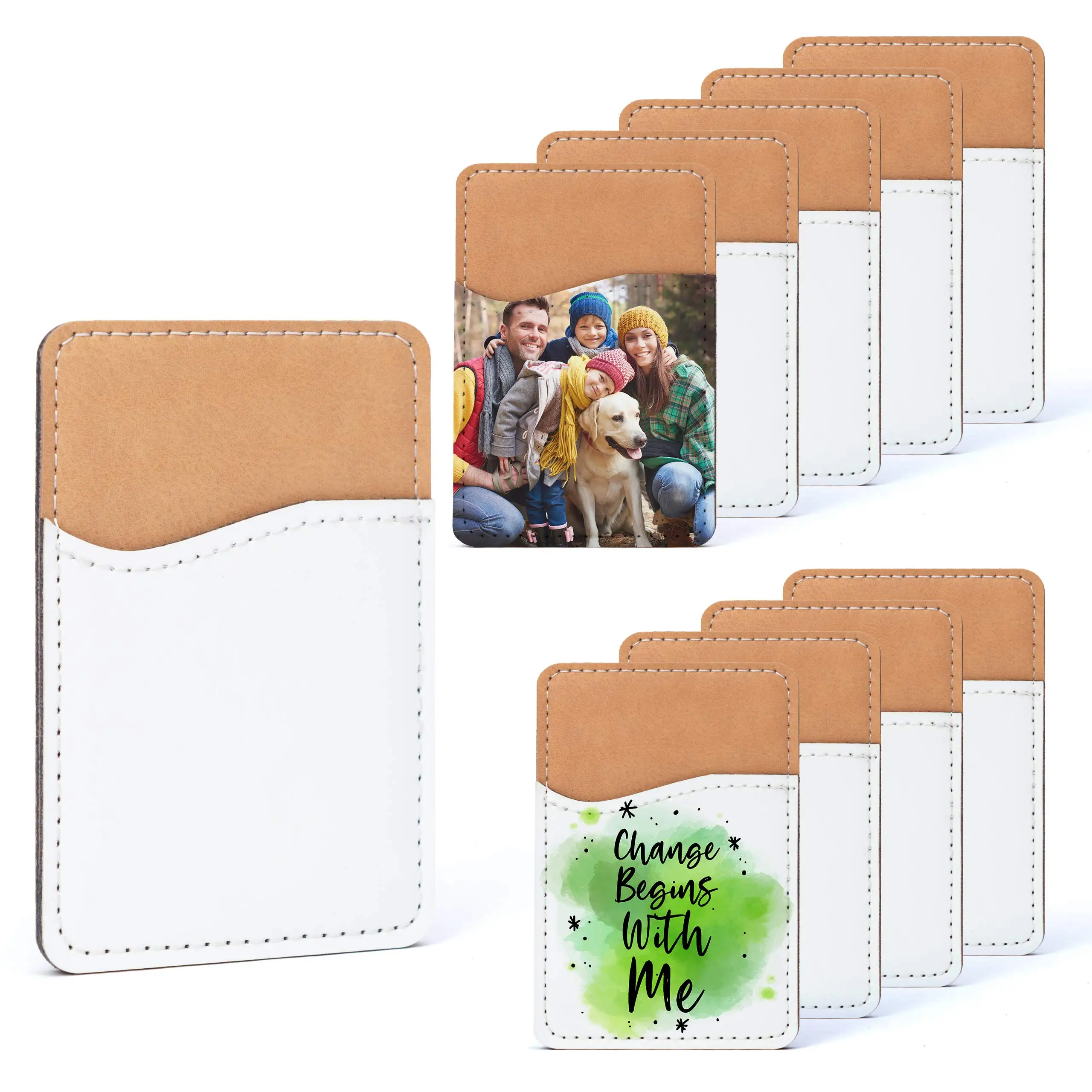 

Sublimation Phone Wallet PU Leather Card Holder for Back Pocket Adhesive Cell Phone Case HTV Friendly DIY Blanks for Vinyl