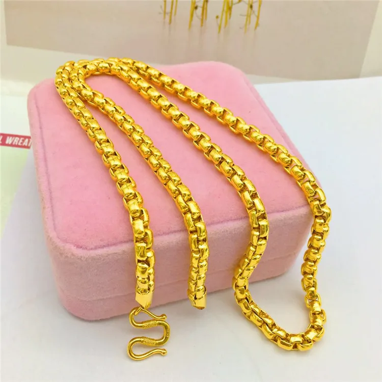 

Dropshipping Fashion Gold Necklace for Men's Wedding Engagement Jewelry Thick Yellow Chain Necklace Anniversary Jewelry Gifts