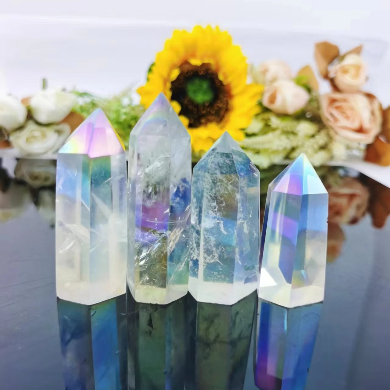 

Factory Customized Aura Crystals Point Natural Clear Quartz Crystals Tower Decoration