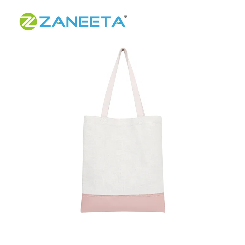 

New Arrivals Sublimation Plain Personalized PU Linen Tote Bag, Natural