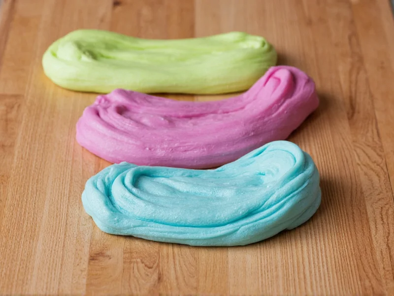 Slime ingredients on wooden table