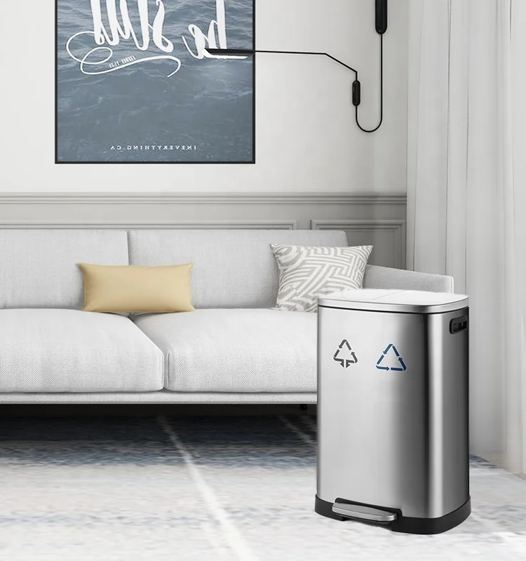 

Amazon hot sale Step Trash Can Black Stainless steel bote de basura Pedal Dustbin, Silver