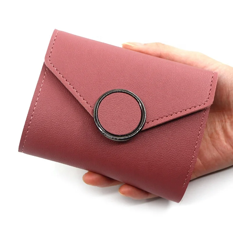 

Hot Selling Simple Cute Short Wallet Three-fold Small Coin Purse Multi-function Solid Color Wallet For Women, 7 colors