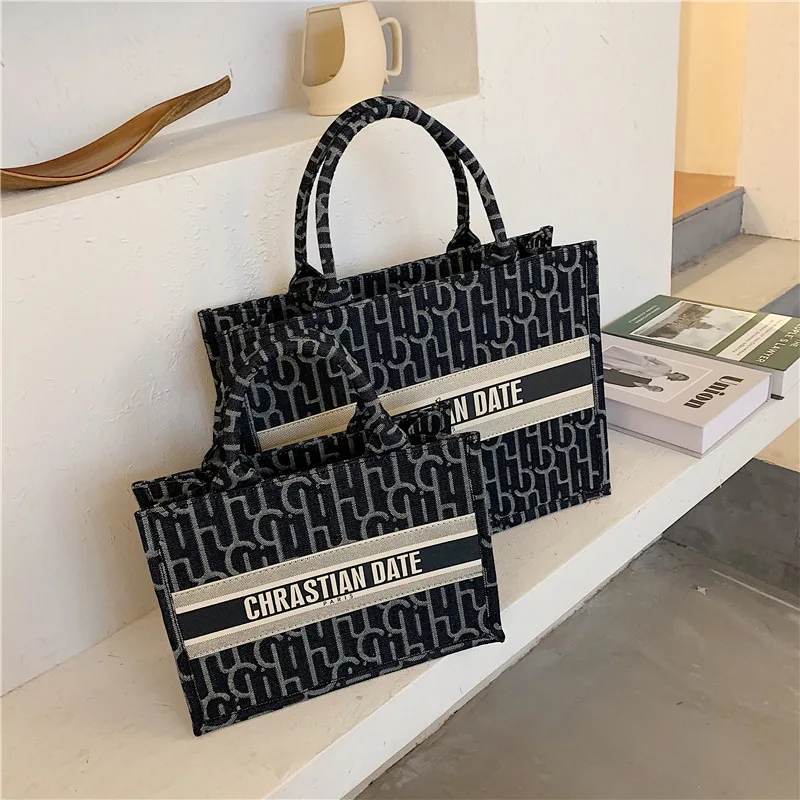 

2020 autumn direct sales canvas tote bags big capacity shoulder bag custom letter fashion purses and handbags for women, Customizable