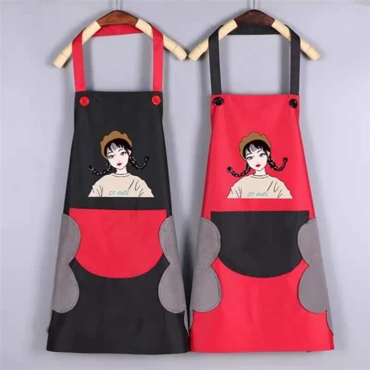 

new trending Kitchen apron waterproof can wipe hands home waist hanging neck cooking household work clothes logo customization