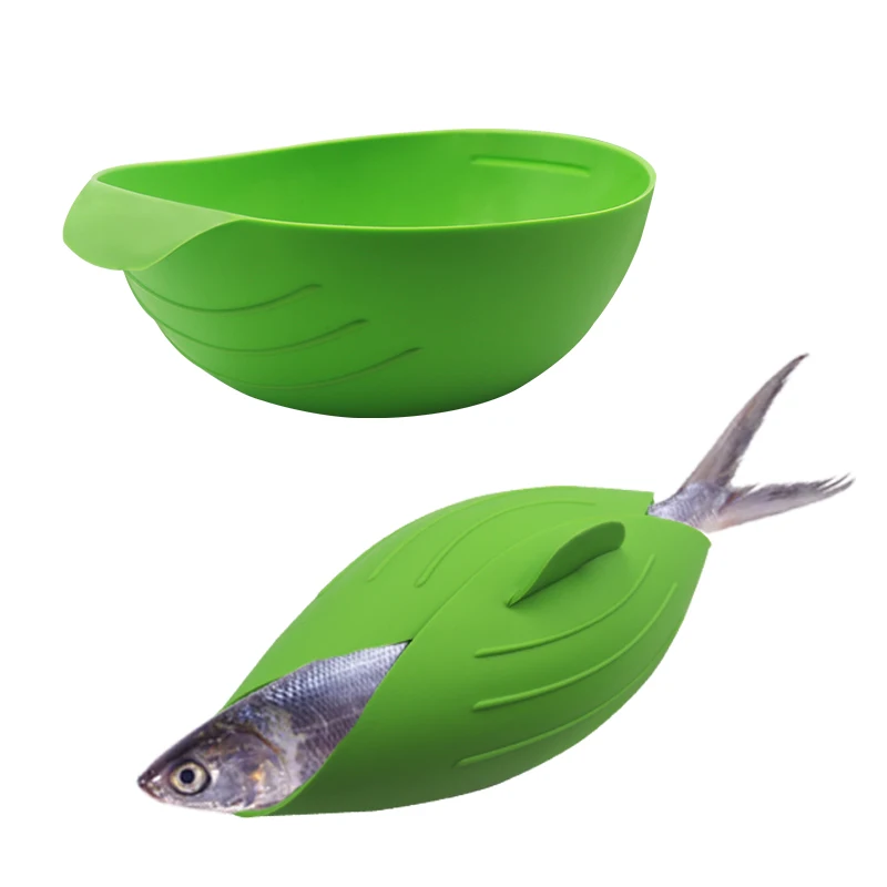 

Foldable Non Easy Deform Silicone Steamed Fish Bowl,Fish Steaming Apparatus For Microwave Oven, Green