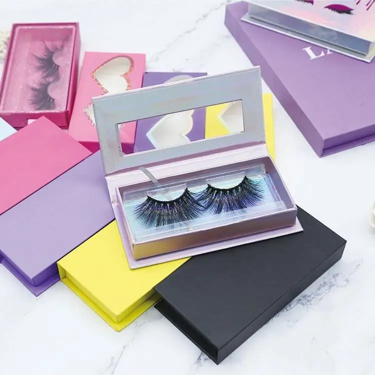 

3D Mink Eyelashes Custom Eyelash Packaging Box Own Brand Eyelashes Extension, Natural black or colorful