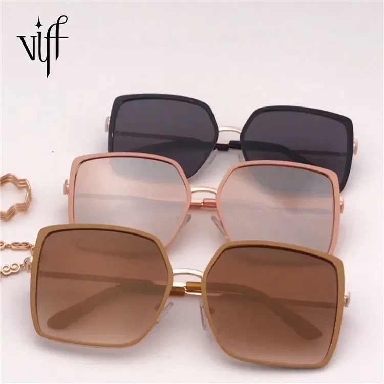 

VIFF HM19247 Fashion Designer Metal Frame Big Size Oversized Square Wholesale Custom Luxury Sunglasses Women 2022 Shades