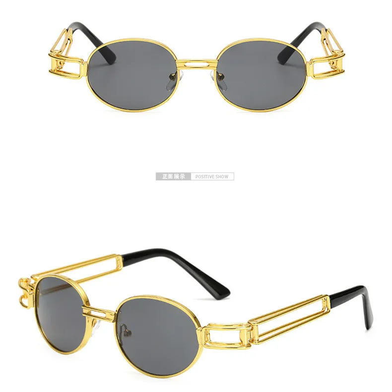 

DLL673 women men Fashion Sunglasses round frame classic metal punk steam RETRO SUNGLASSES