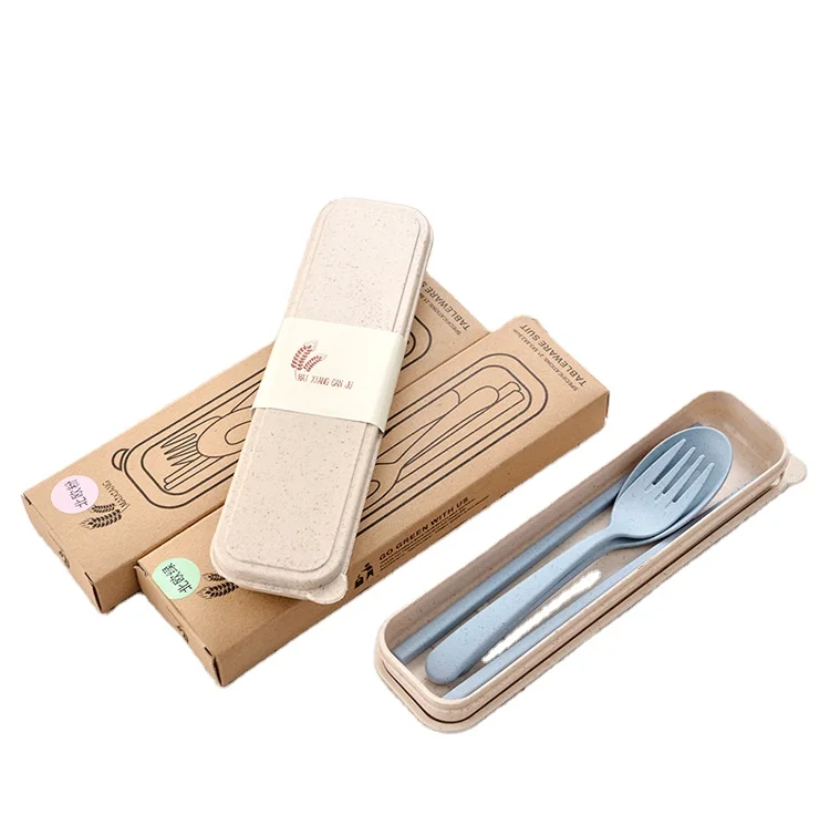 

New Design Eco-friendly Kids Plastic Wheat Tableware 3pcs Cutlery Gift Set