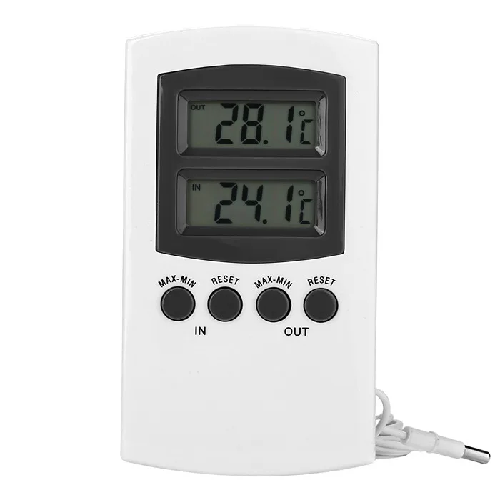 

Digital LCD Temperature meter hydroponics desktop Greenhouse IN OUT MAX MIN probe thermometer climate grower planting LCD thermo