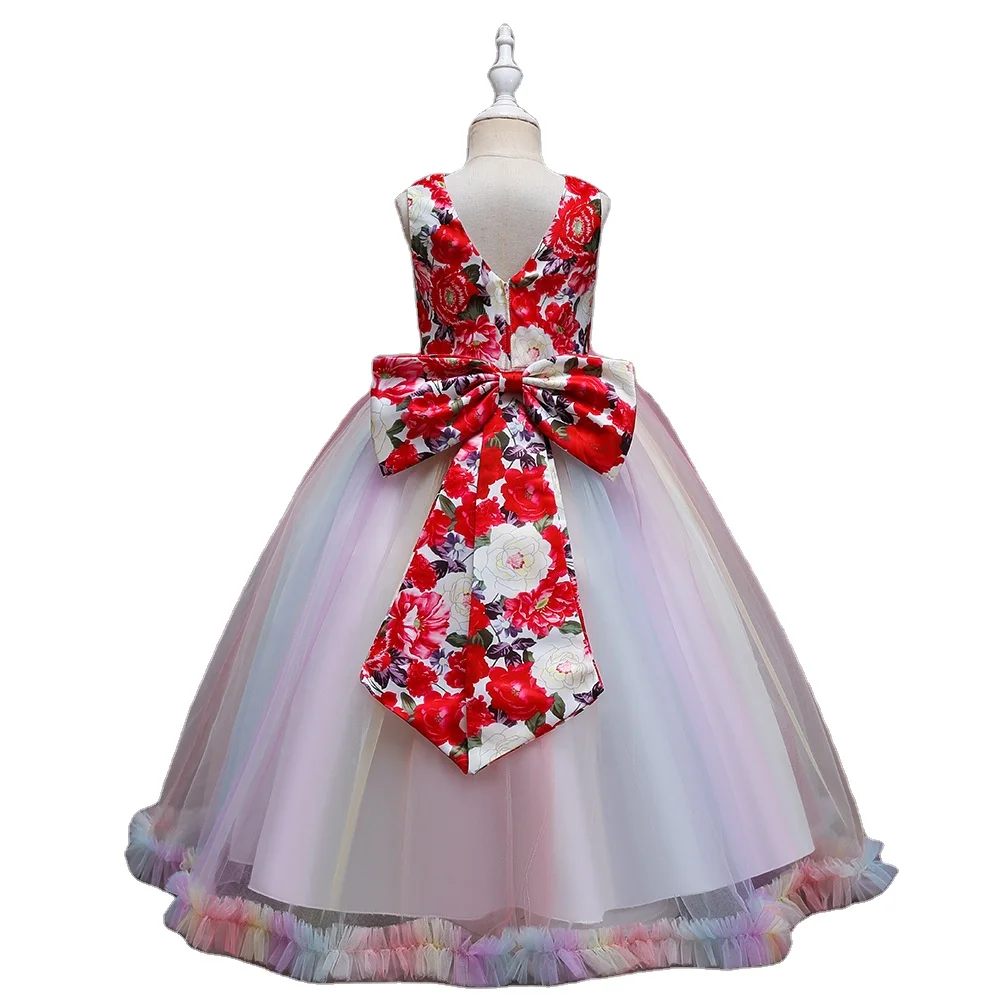 

Western Style Baby Knotted Gown Dress Girl Wedding Dresses Floral Dress