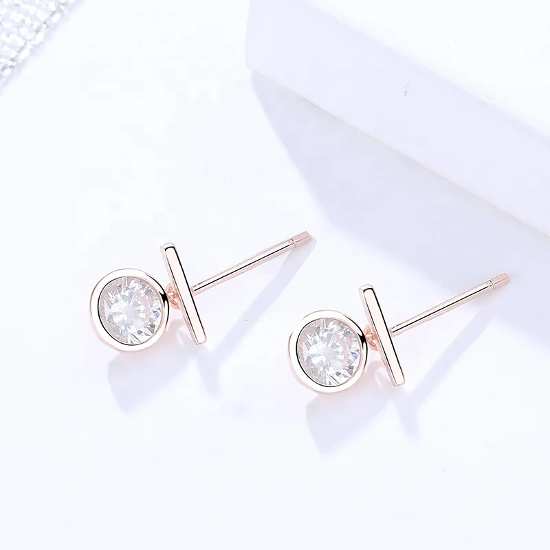 

Personalized Creative Earrings Rose Gold Simple Classic Zircon Stud Earrings