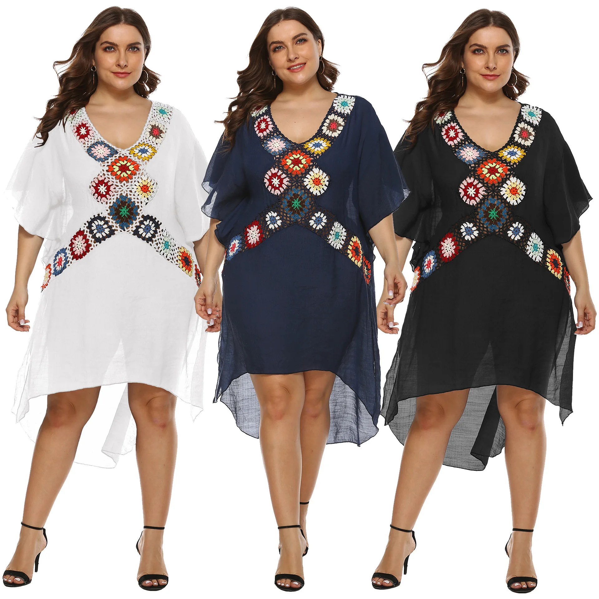 

Women Beach Dress Cover-ups Swimsuit Cover Up Robe Swimming Beachwear 2020 Long Swim Cape for Woman Crochet Summer Tunic Dresses