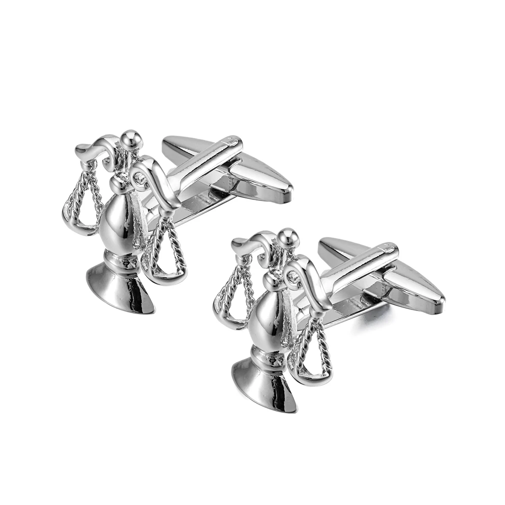 

24 Hours Stock New Arrival OB Men's Jewelry Delicate Plain Libra Silver Cufflinks For Groom, Silver color