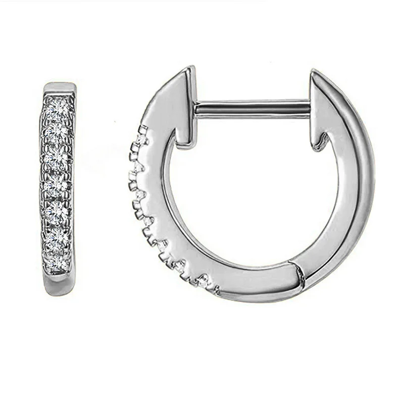 

Wholesale Earring Jewelry Minimalist 18k Gold plated 925 silver Zircon Hoop Huggie Earrings for women