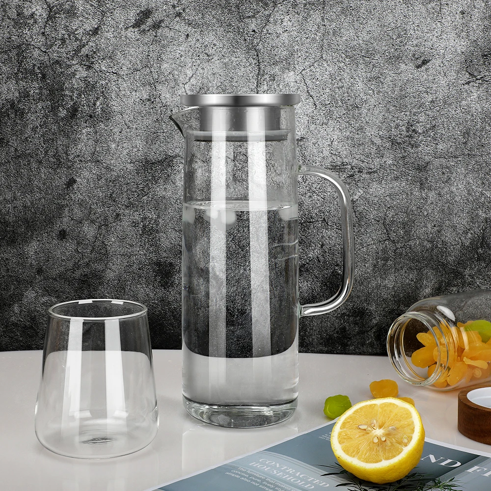 

1500ml Heat Resistant high borosilicate glass cold/hot water pitcher with filter