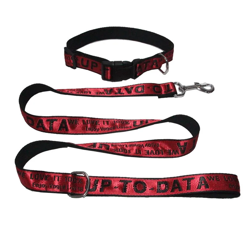 

Stylish Good Quality Nylon Woven Puppy Dog Collar With Leash Set Initial Printing Adjustable Pet Collar Set, Many