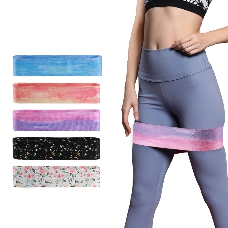 

Low MOQ Custom Printing Fabric Cotton Resistance Glute Band Elastic Loop Workout Fitness Resistance Band for Yoga Stretch, 20 colors or customized