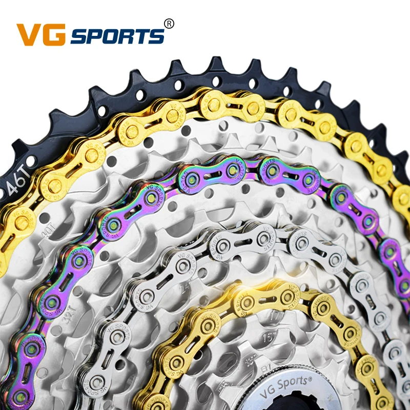 

VG Sports Ultralight 8 9 10 11 Speed Bicycle Chain Bike Chain 116L Silver Gold Rainbow Titanium Mountain MTB Road Bike Chains, Gold,silver,rainbow etc